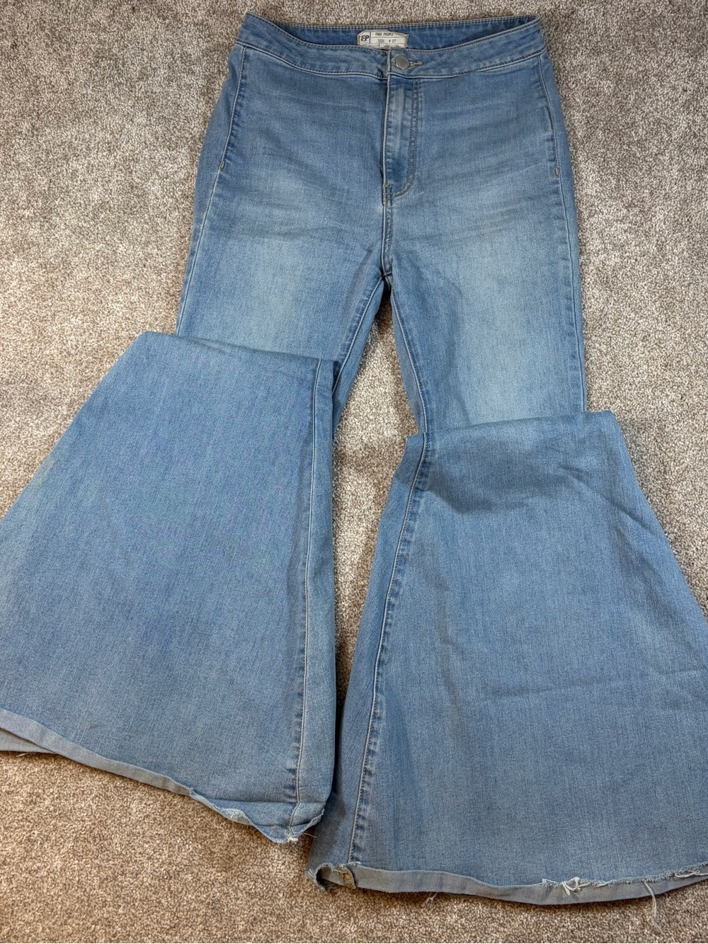 Free People Light Blue High-Rise Wide-Leg Flare Jeans